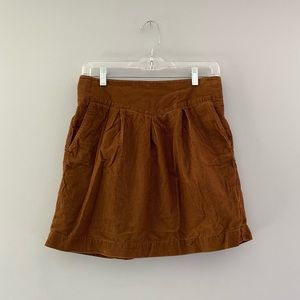 fossil mini skirt brown corduroy pockets elastic